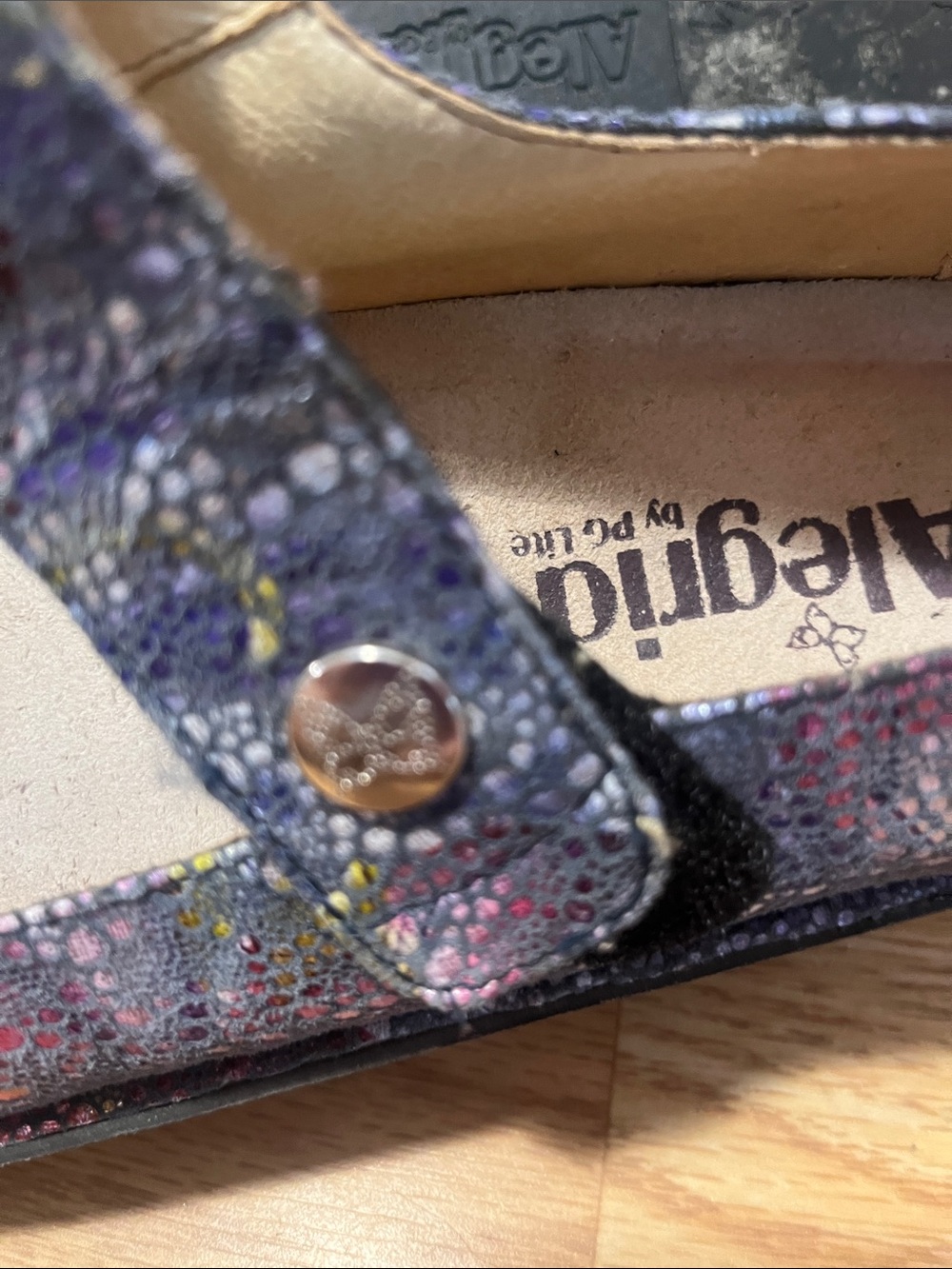 Alegria paloma Mary Jane Shoes in Blue-Purple Multicolor Bubble Print size 37 - Picture 5 of 5